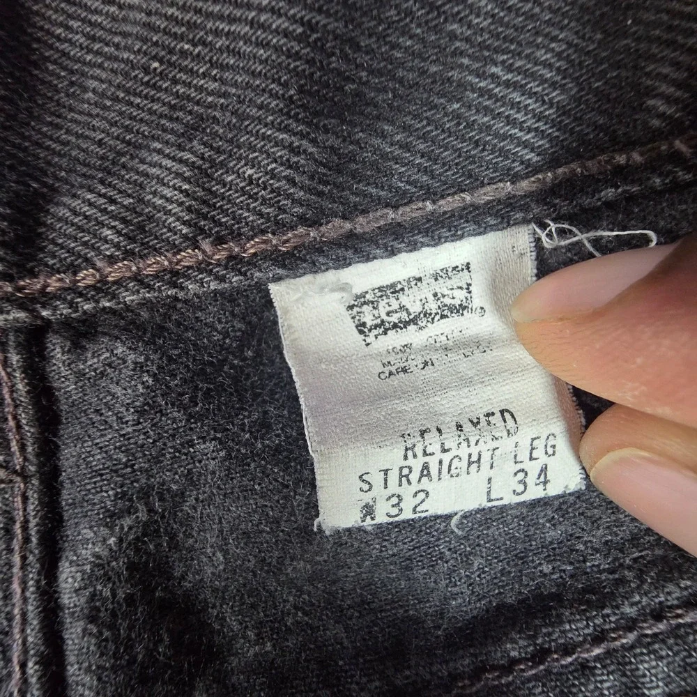 Vintage Levis 550 Mens Black Relaxed Straight Leg Denim Jeans 32x34 Faded Cotton